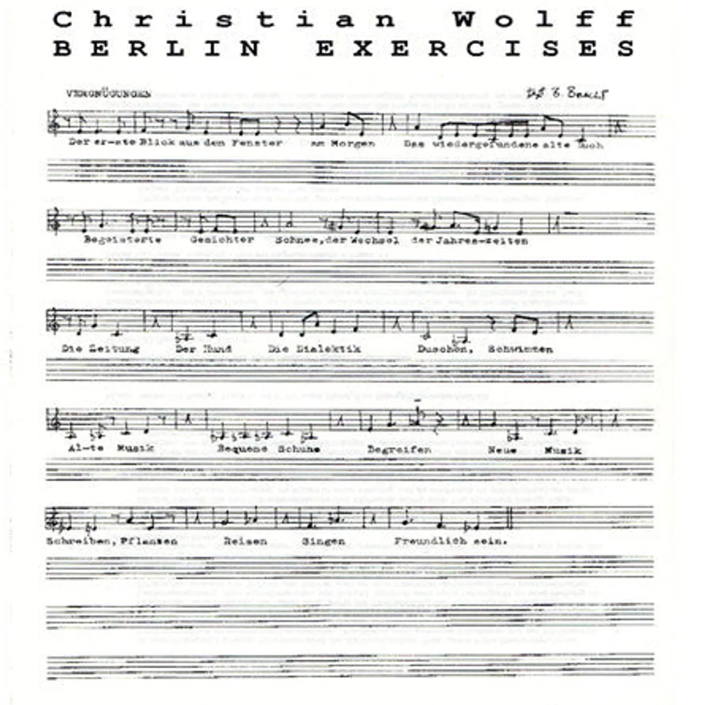 Christian Wolff LP Vinyl - Berlin Exercises