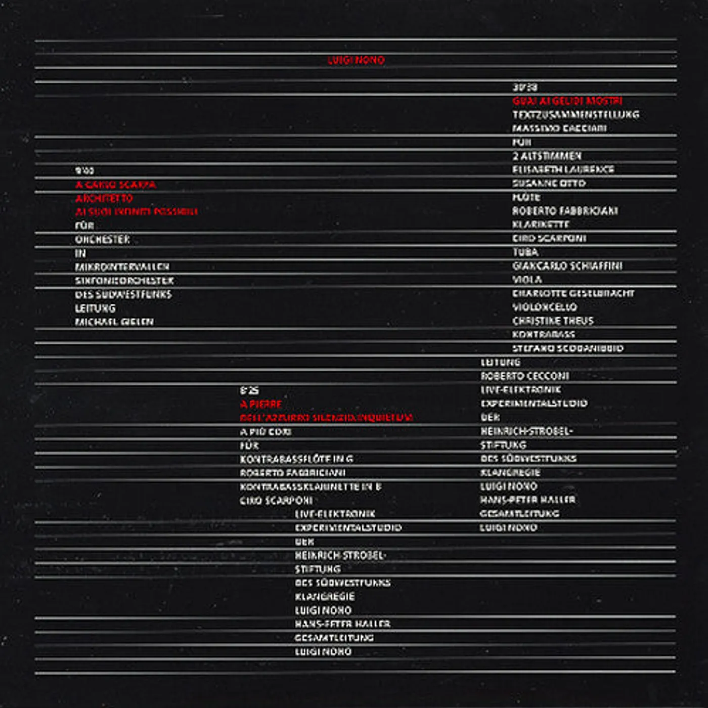 Luigi Nono LP Vinyl - Carlo Scarpa
