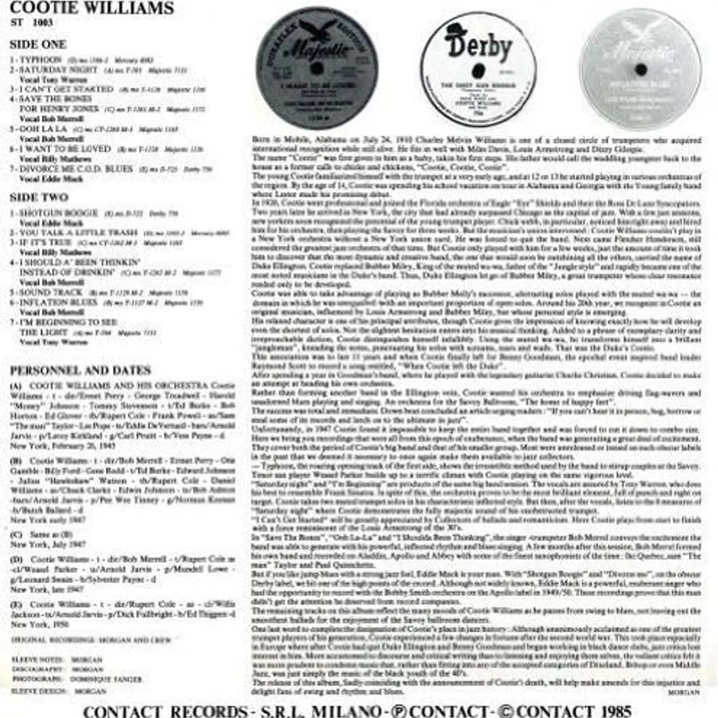 Cootie Williams LP Vinyl - Things Ain'T What They Used To Be