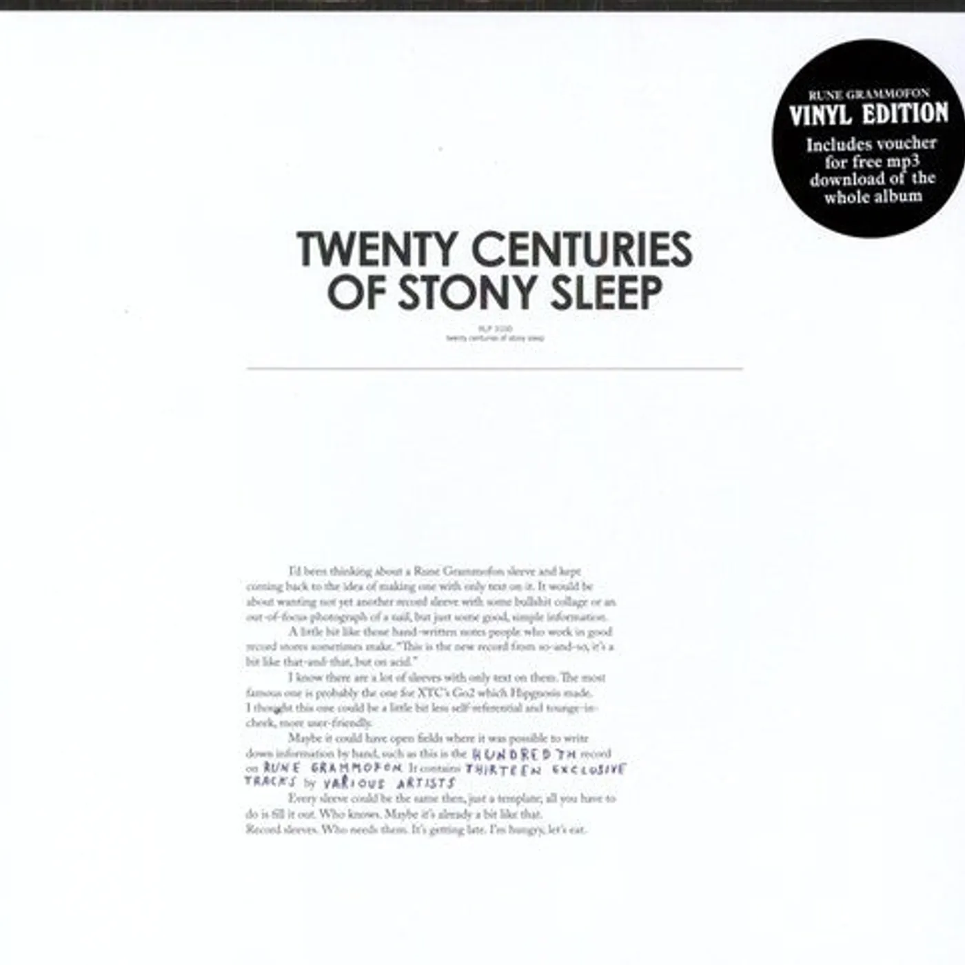 Twenty Centuries Of Stony Sleep  LP Vinyl - Twenty Centuries Of Stony Sleep / Various
