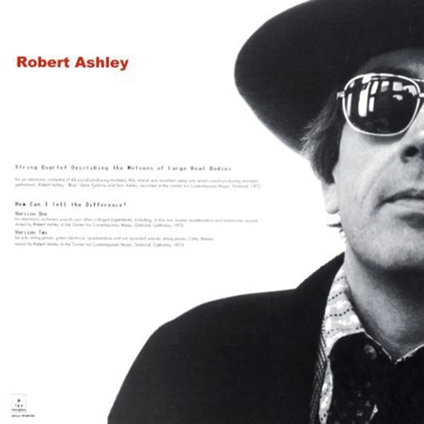 Robert Ashley LP Vinyl - String Quartet Describing The Motions Of Large