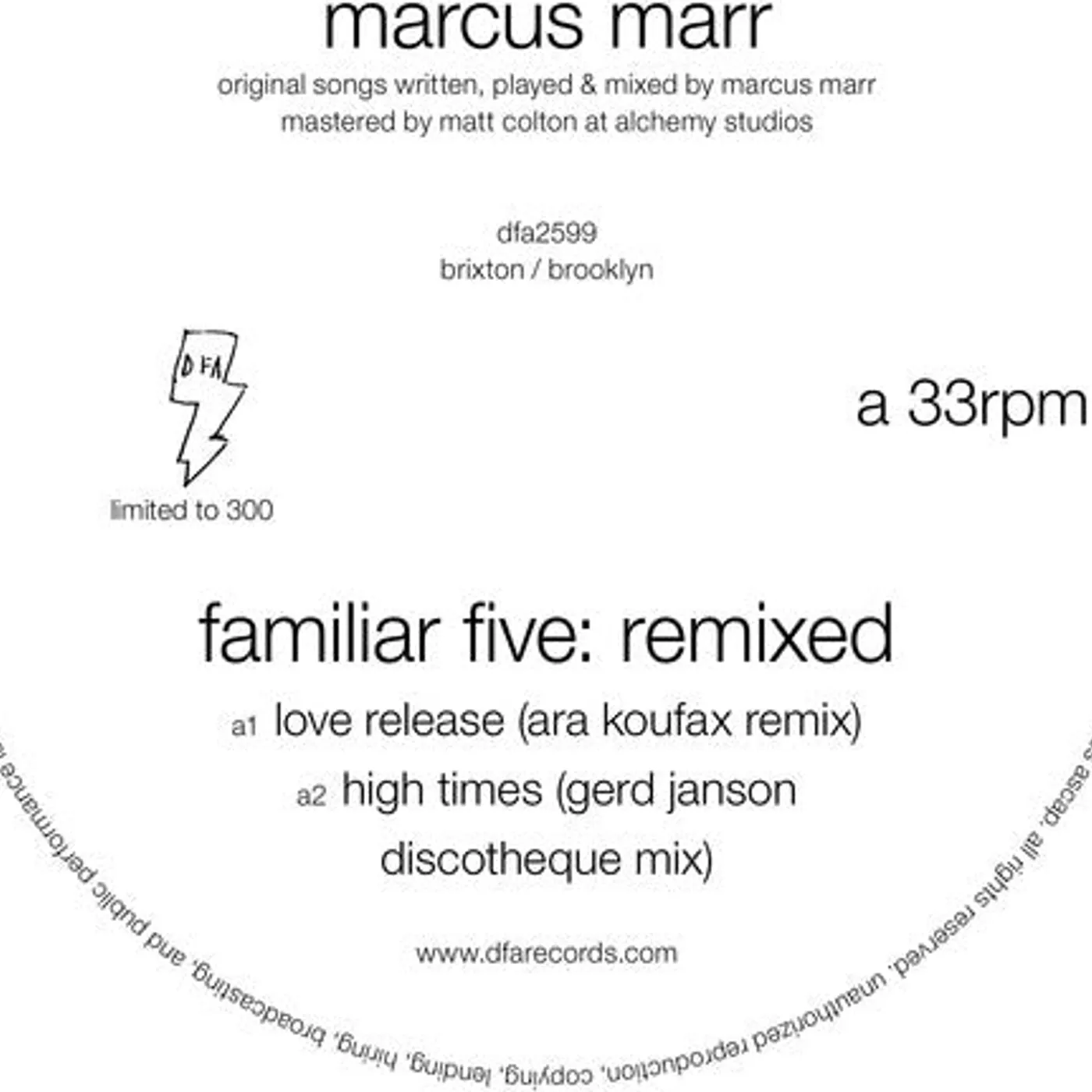 Marcus Marr LP Vinyl - Familiar Five: Remixed