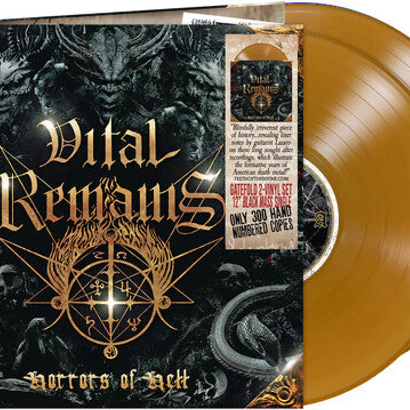 Vital Remains LP Vinyl - Horrors Of Hell - Damnation Gold (Coloured Vinyl) (Gate Fold)