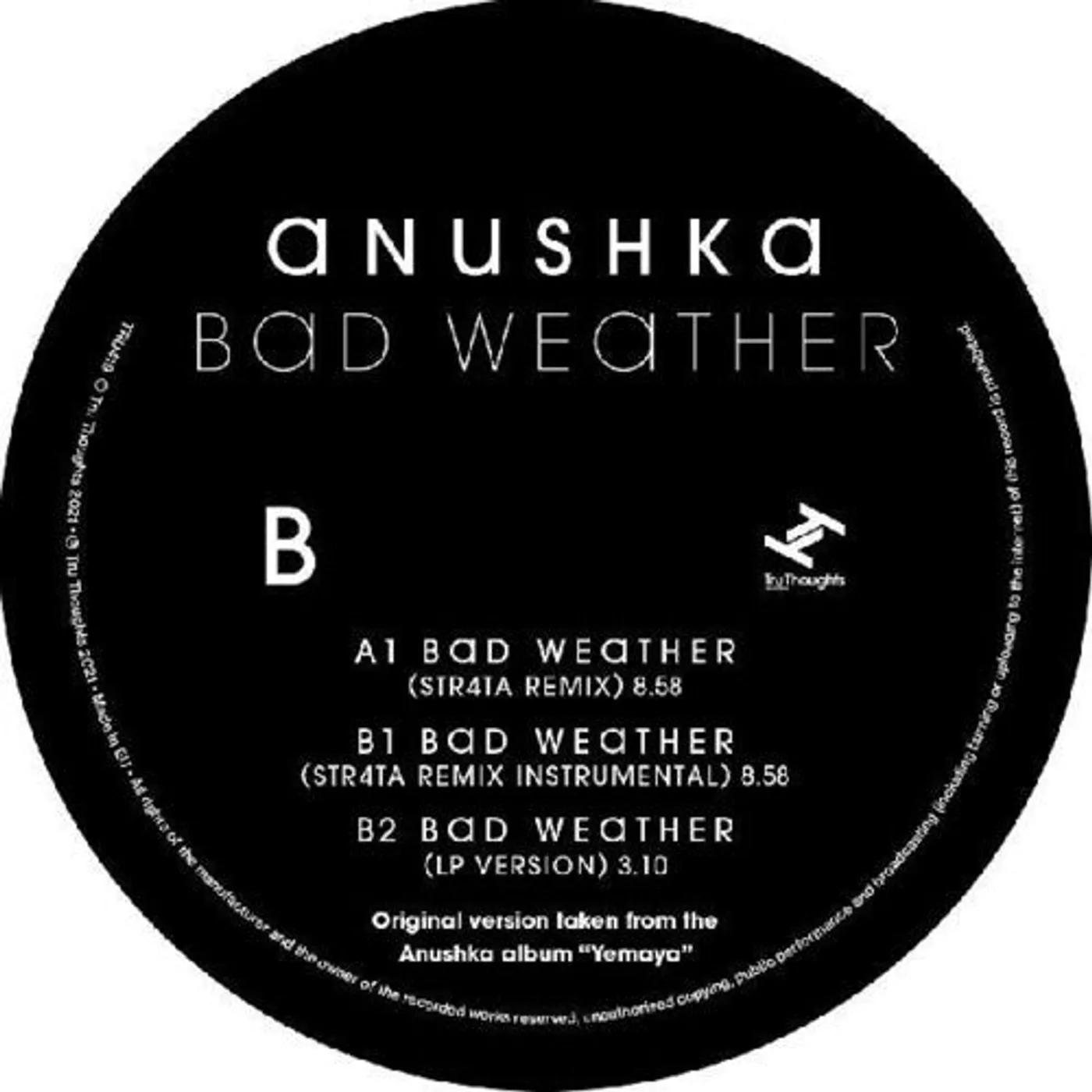 Anushka LP Vinyl - Bad Weather / Str4Ta Remix