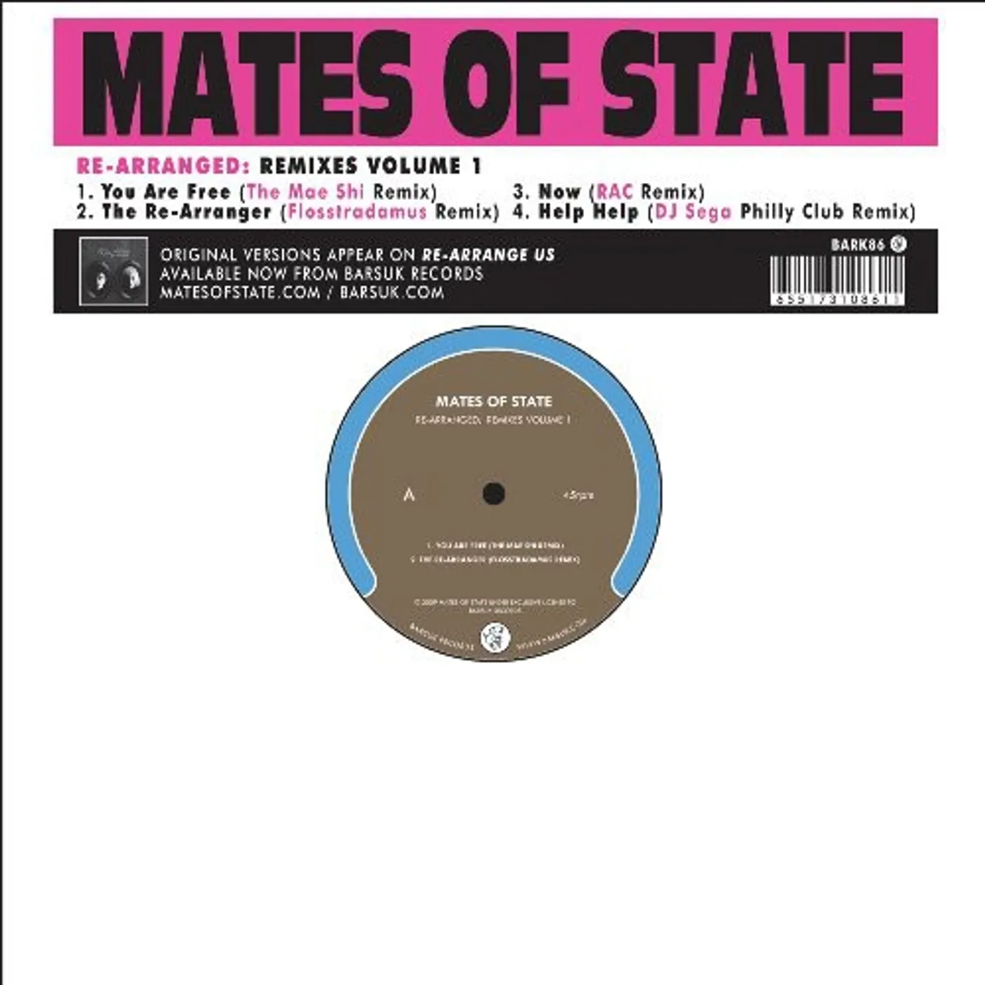 Mates Of State LP Vinyl - Re-Arranged: Remixes 1