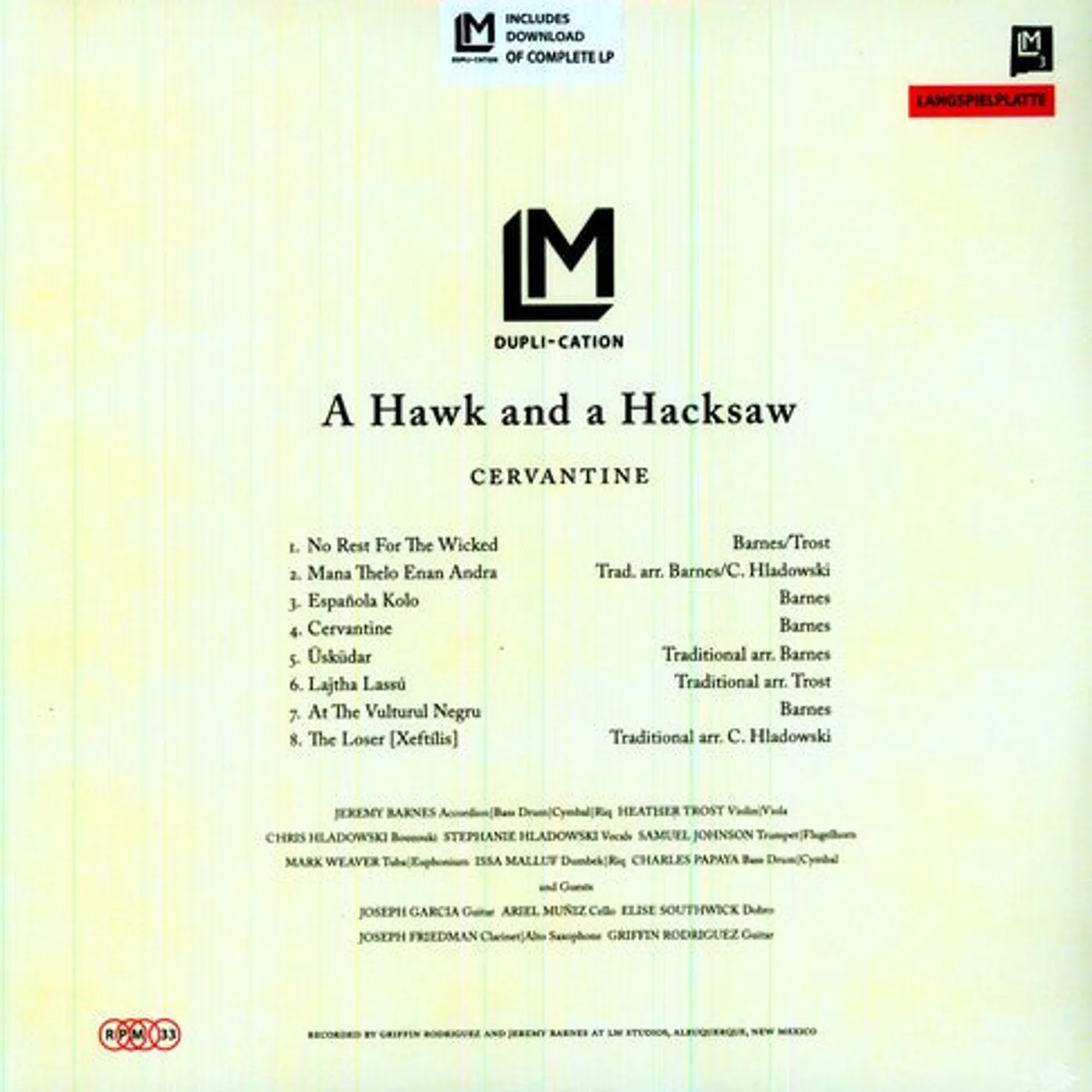 A Hawk And A Hacksaw LP Vinyl - Cervantine