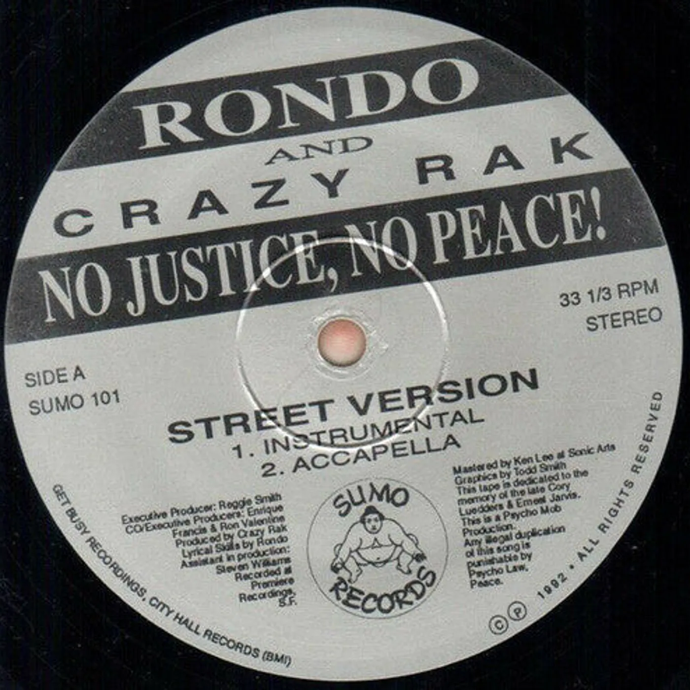 Rondo And Crazy Rak LP Vinyl - No Justice No Peace