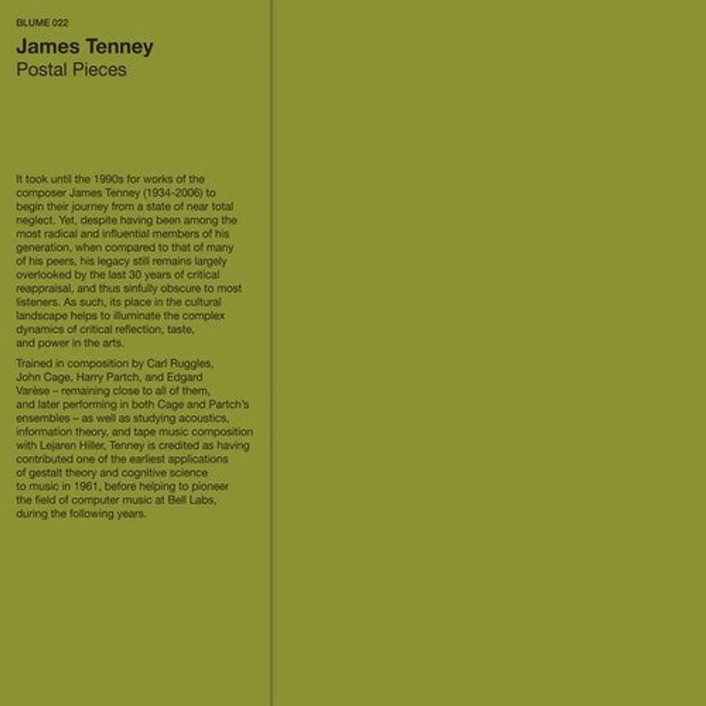James Tenney LP Vinyl - Postal Pieces