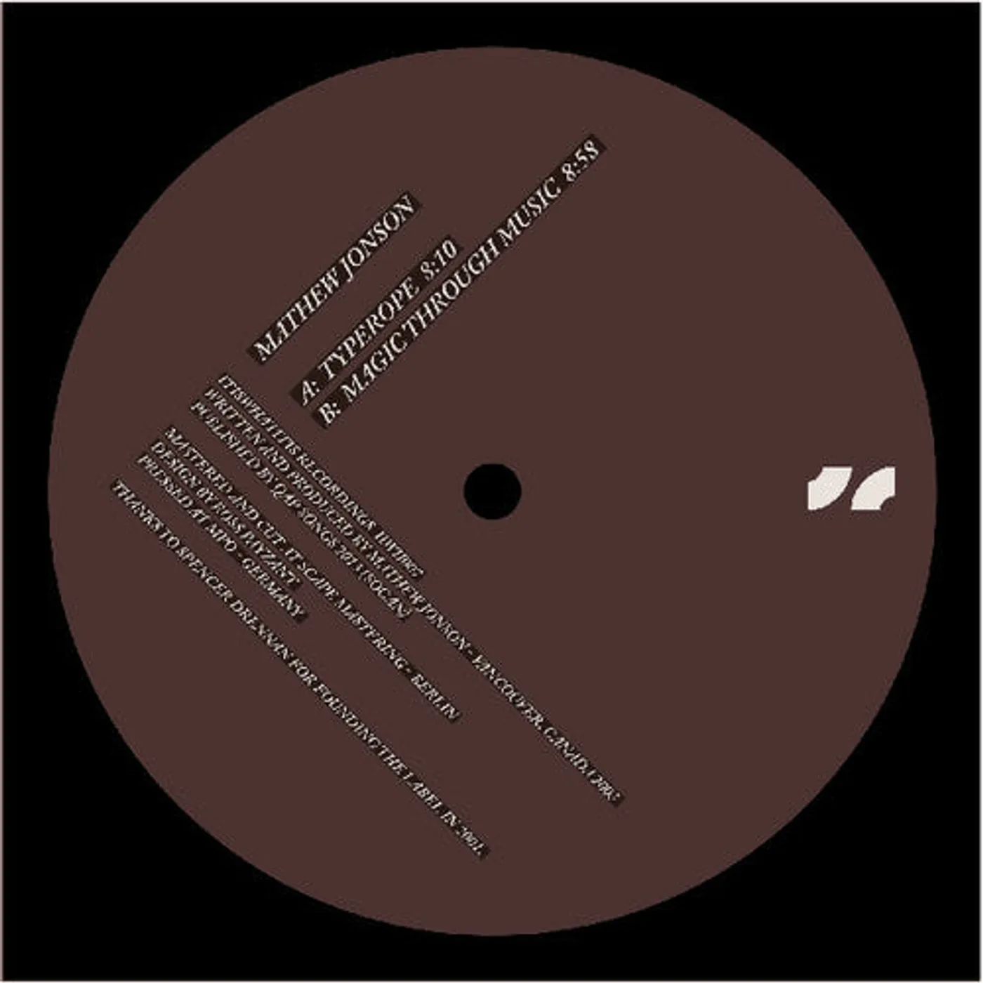 Mathew Jonson LP Vinyl - Typerope (Ep)