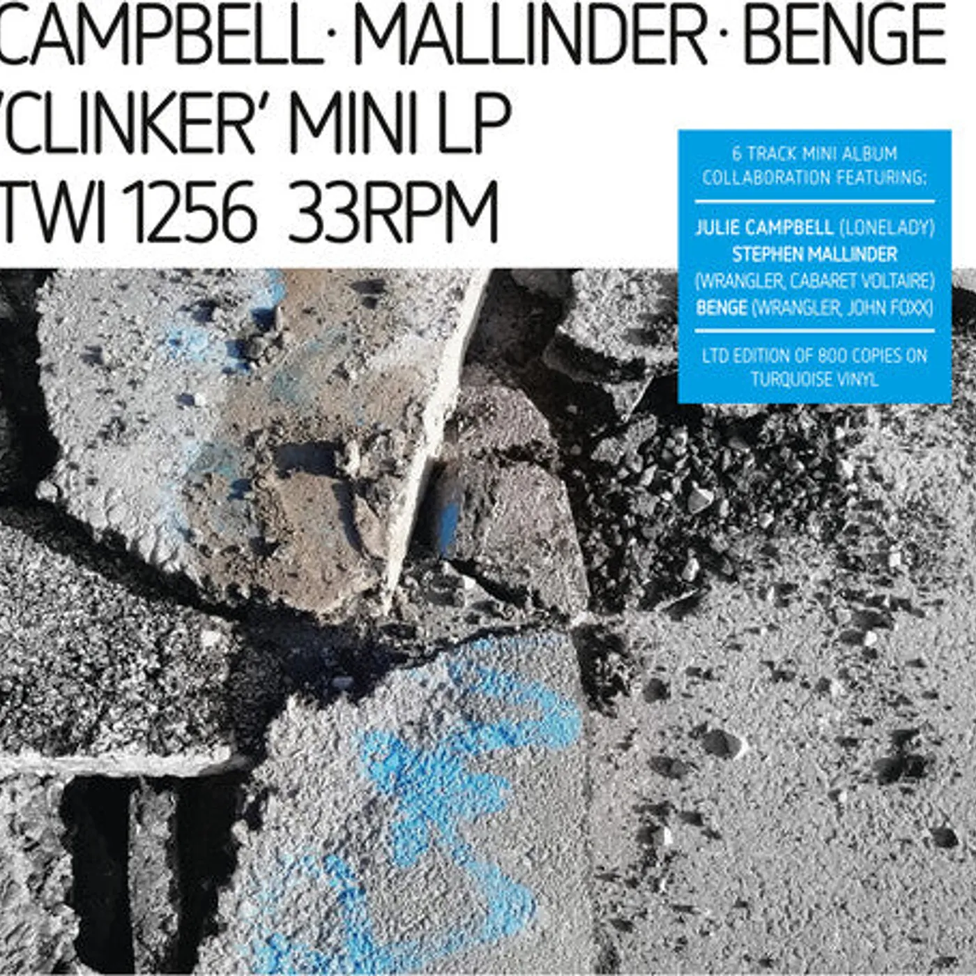 Campbell, Mallinder, Benge LP Vinyl - Clinker - Turquoise (Coloured Vinyl) (Ltd) (Dlcd)