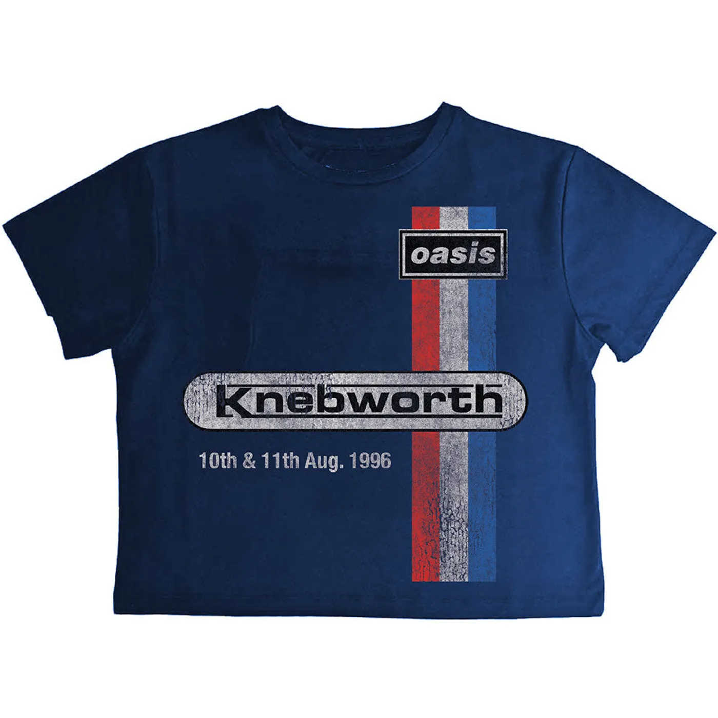 Oasis Woman's Navy Crop Top - Knebworth '96