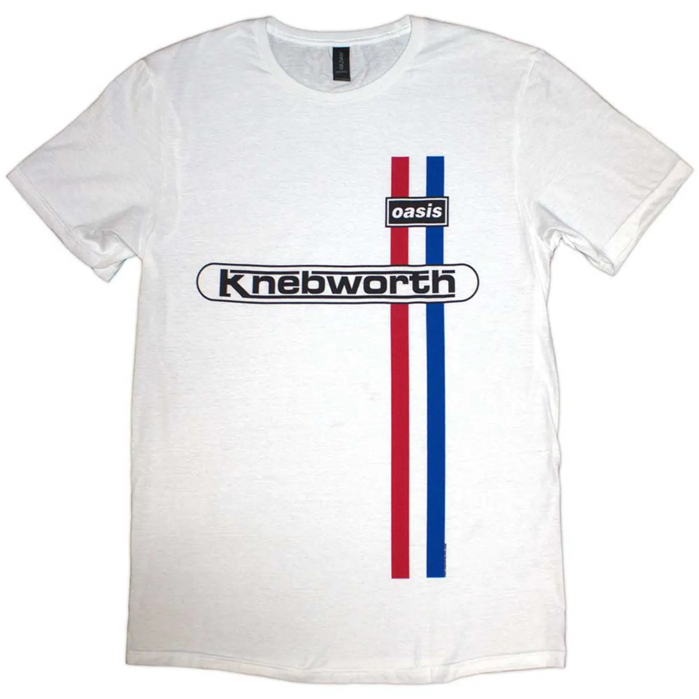 Oasis White T Shirt - Knebworth Vertical Stripe