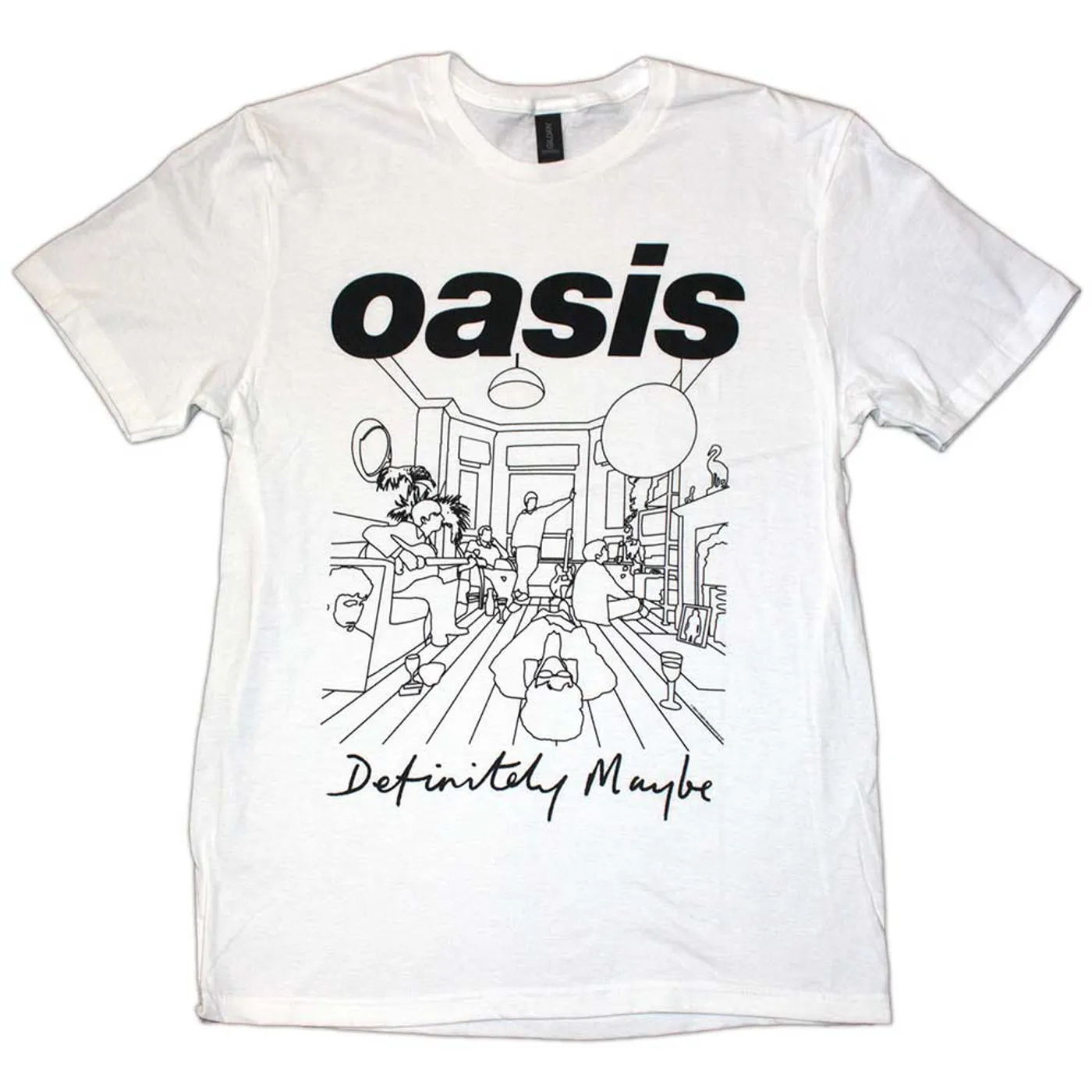 Oasis White T Shirt - Definitely Maybe Line Drawing