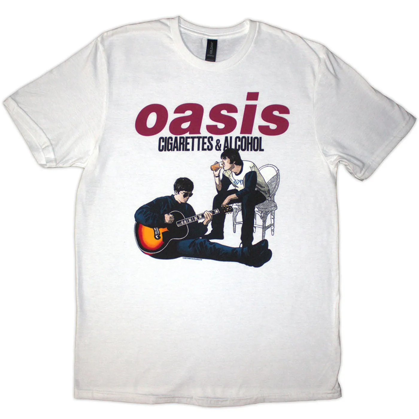 Oasis White T Shirt - Cigarettes & Alcohol Illustration