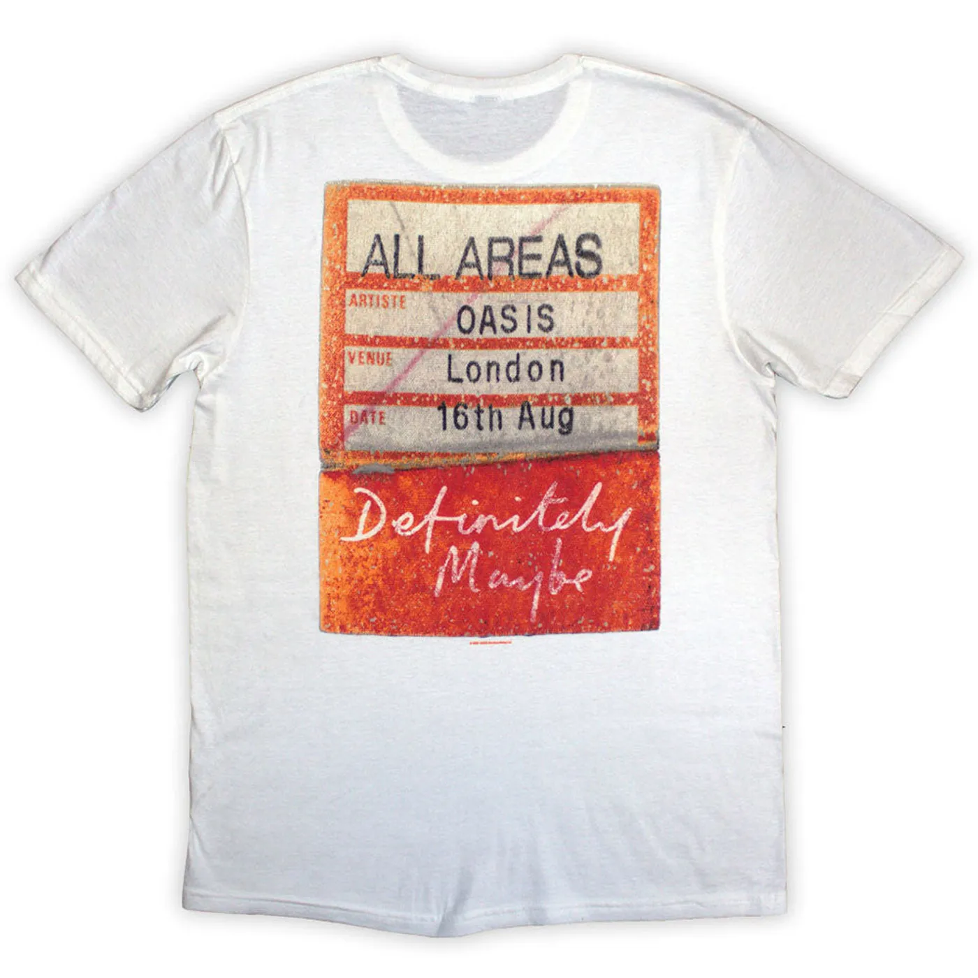Oasis White T Shirt - Definitely Maybe AAA Pass