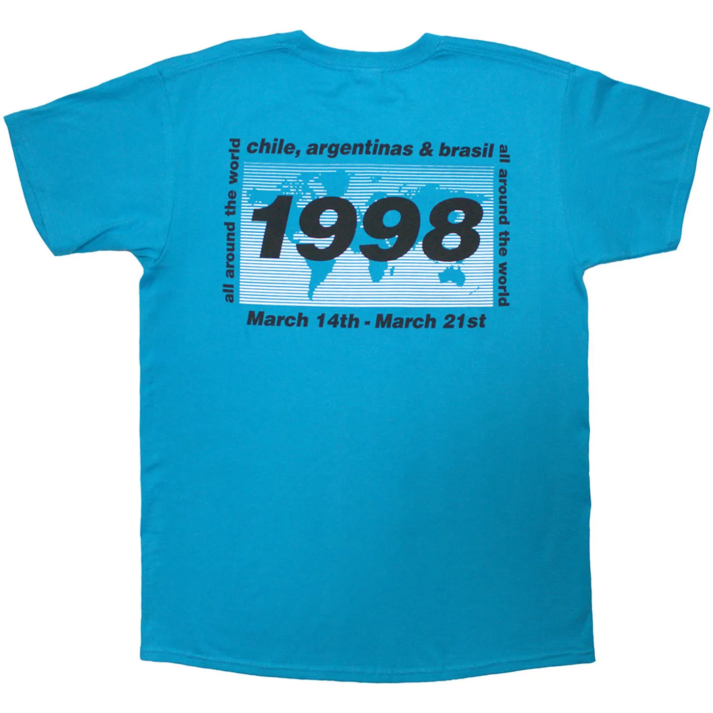 Oasis Blue T Shirt - 1998 World Tour - South America