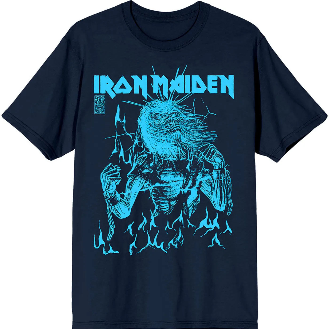 Iron Maiden T Shirt - 50 Life After Death Flames Blue