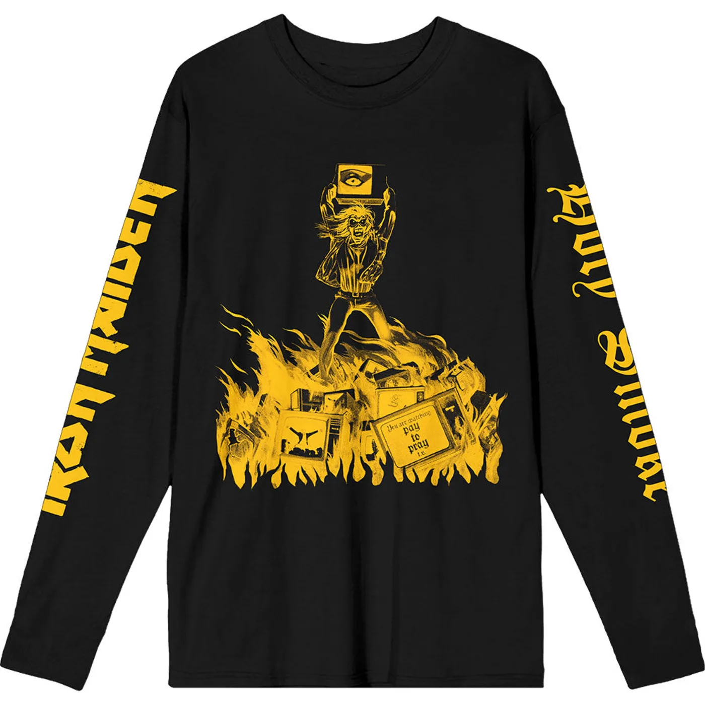 Iron Maiden Long Sleeve T Shirt - Holy Smoke Isolated Yellow