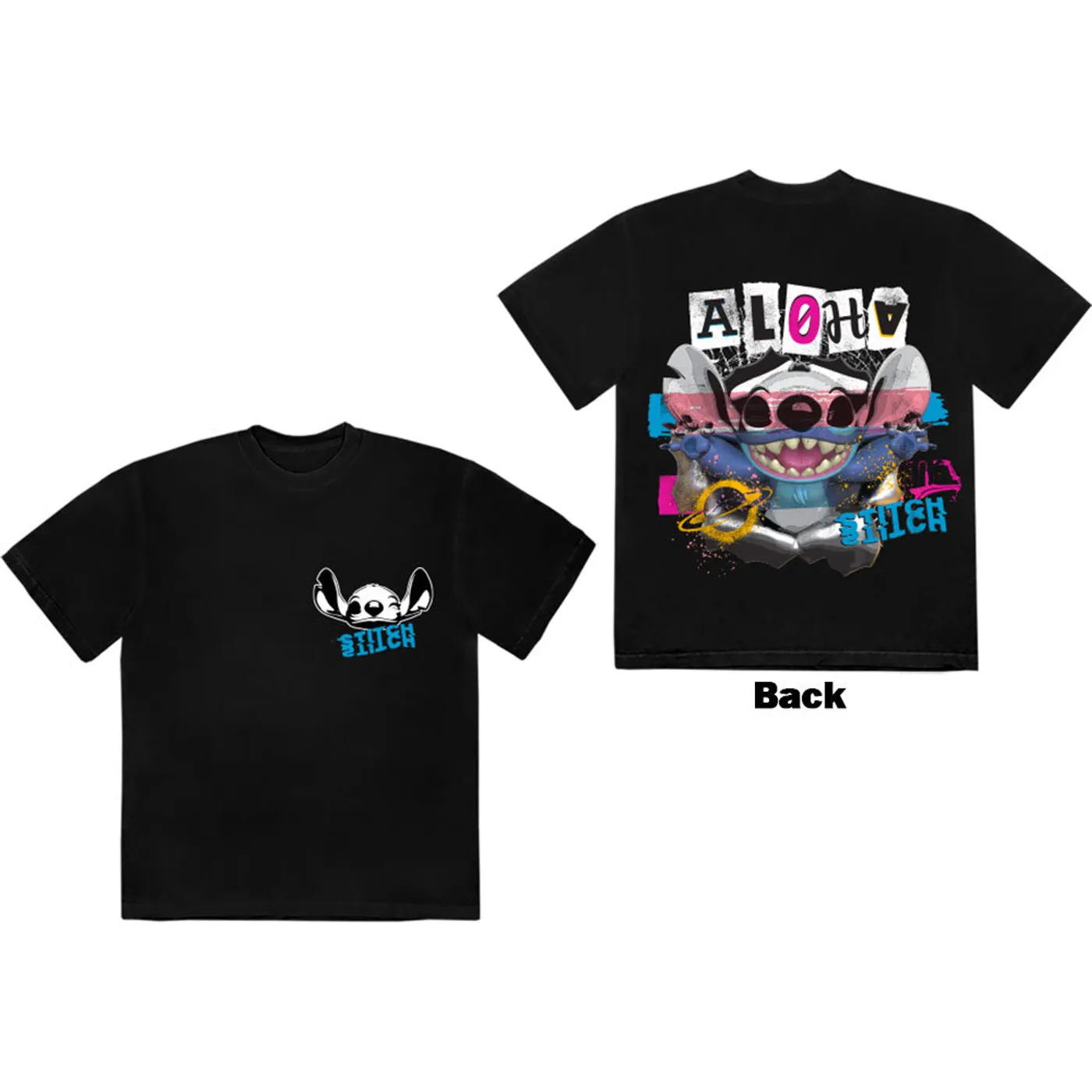Disney T Shirt - Stitch Aloha Collage F&B