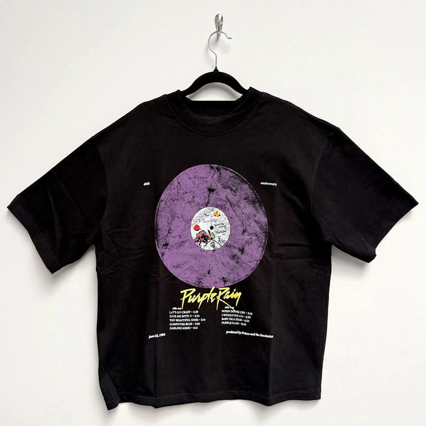 Prince T Shirt - Purple Rain Disc Oversized