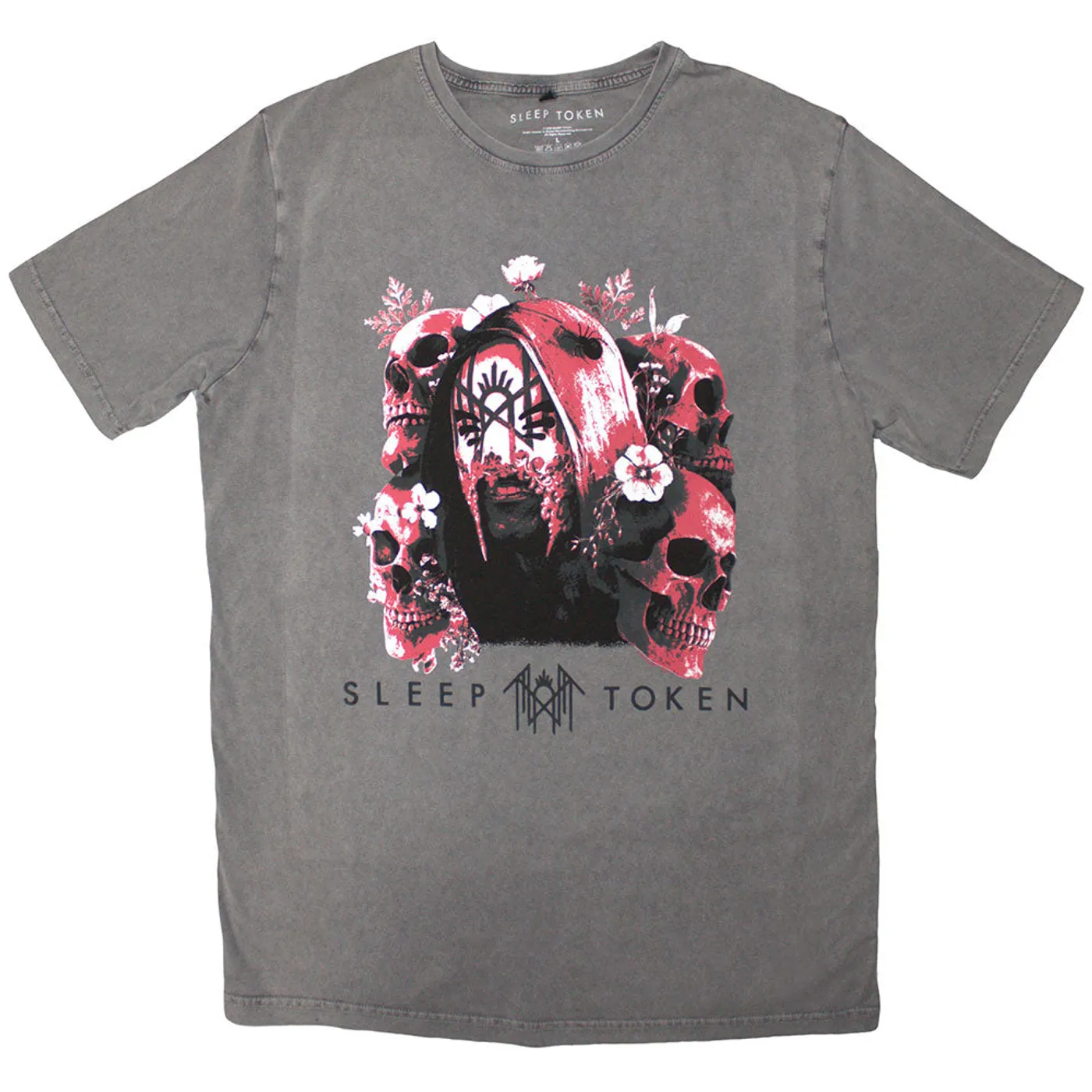 Sleep Token T Shirt - Skulls & Flowers Stone Wash