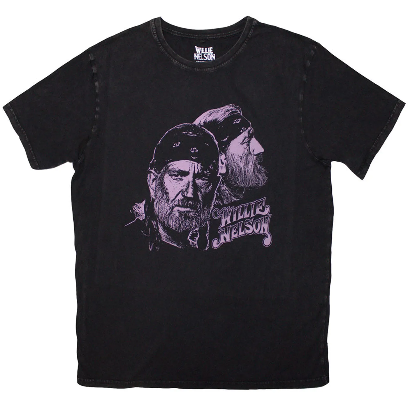 Willie Nelson T Shirt - Purple Graphic Stone Wash
