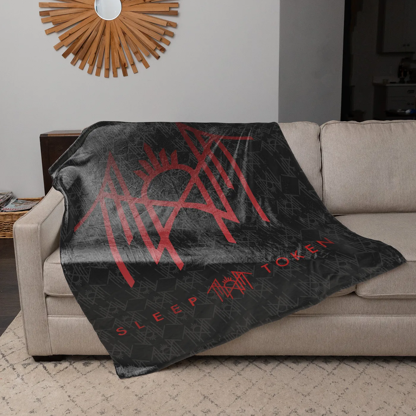 Rocksax Sleep Token Sherpa Fleece Blanket - Red Logo