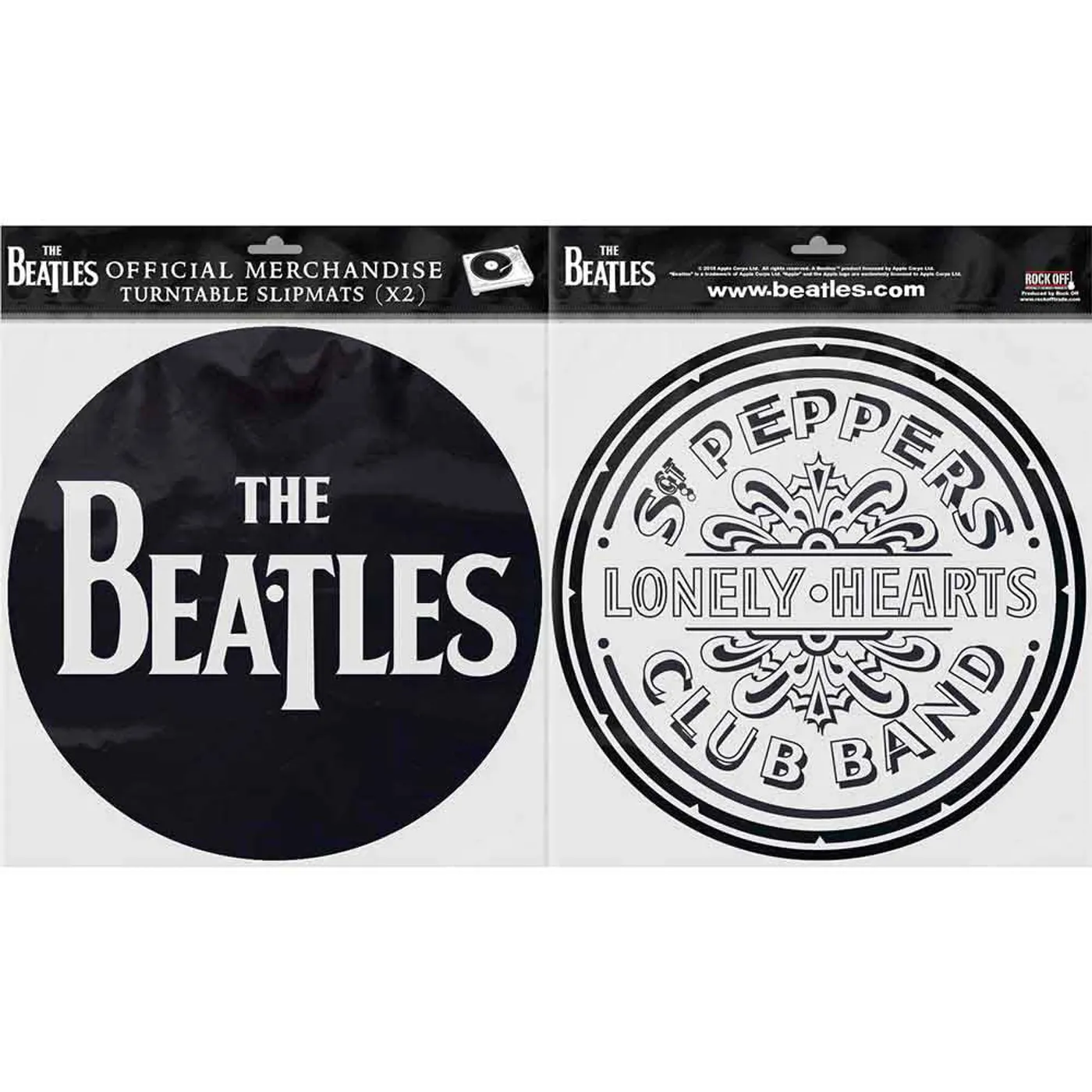 The Beatles Slipmat - 2 Pack - Drop T Logo & Sgt Pepper Drum