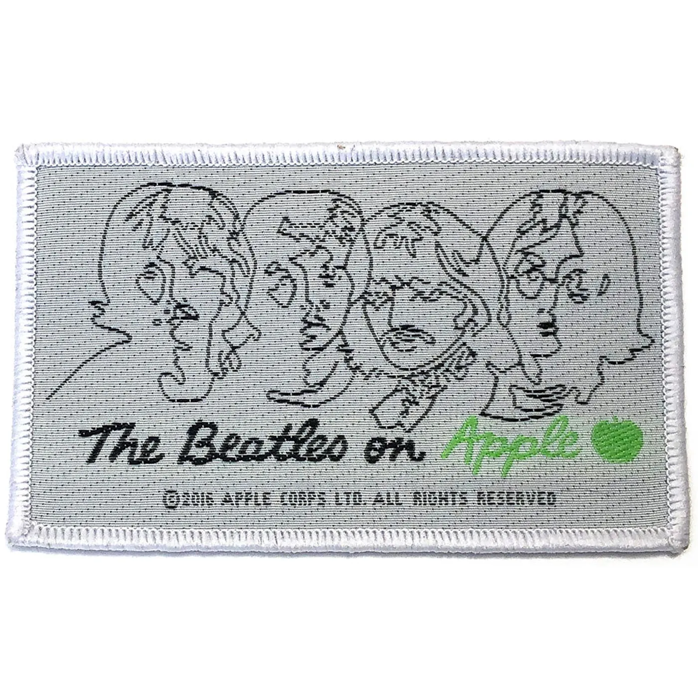 The Beatles Patches - Woven Sew On - Beatles On Apple Black On White