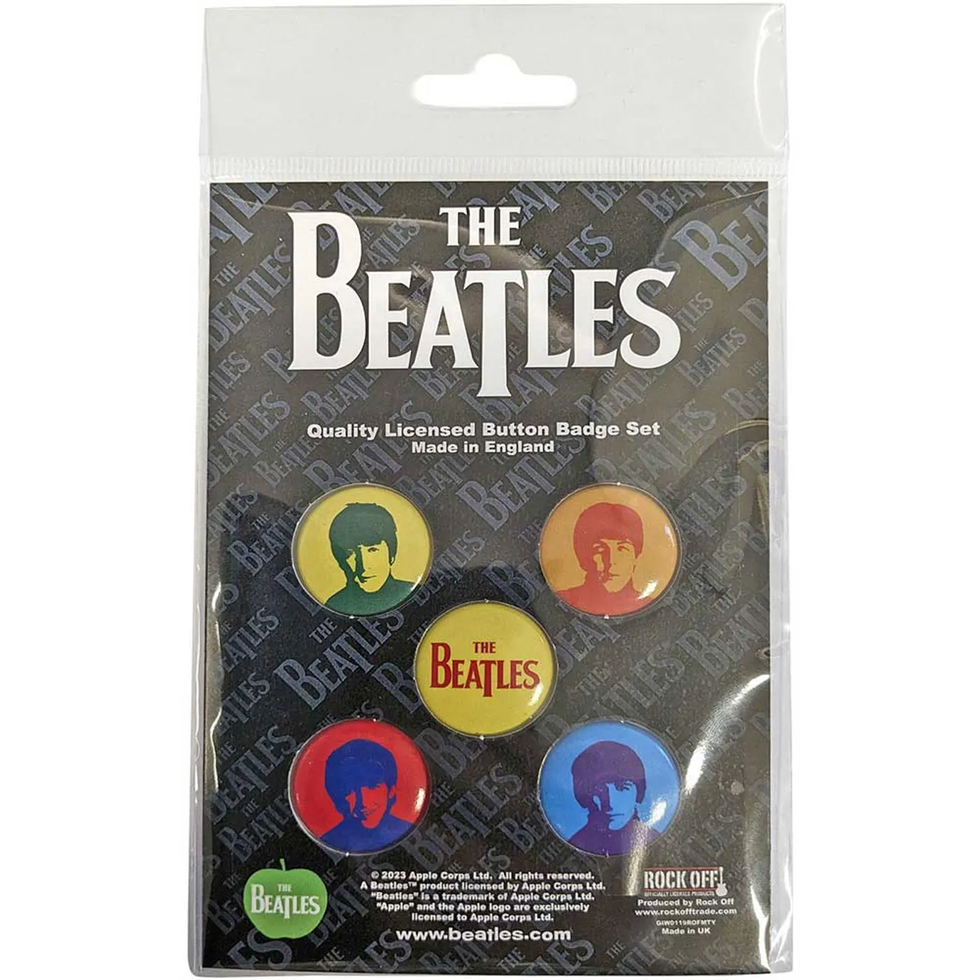 The Beatles Plastic Pin Badge - J,P,G&R Coloured