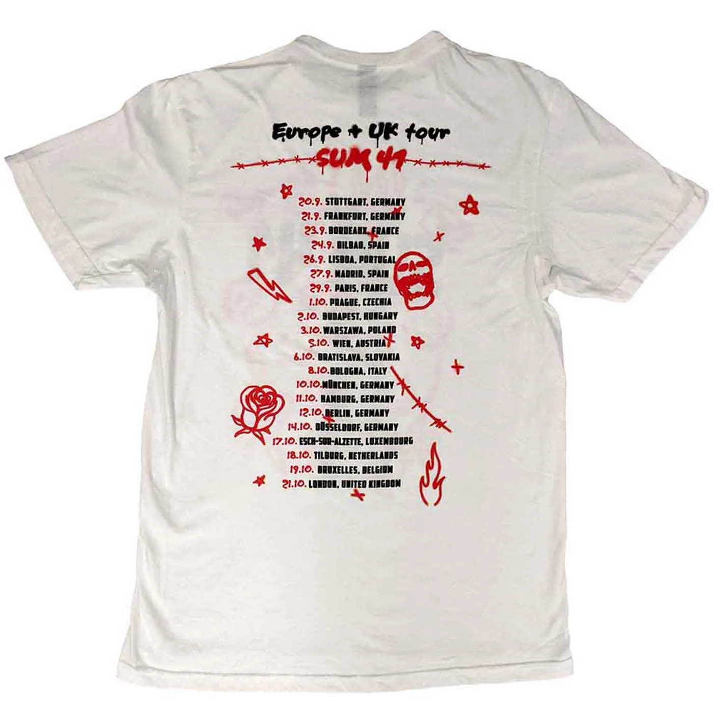 Sum 41 T Shirt - Sketches European Tour 2022