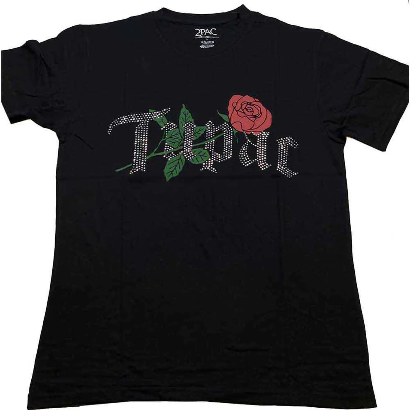 Tupac T Shirt - Rose Logo Diamante