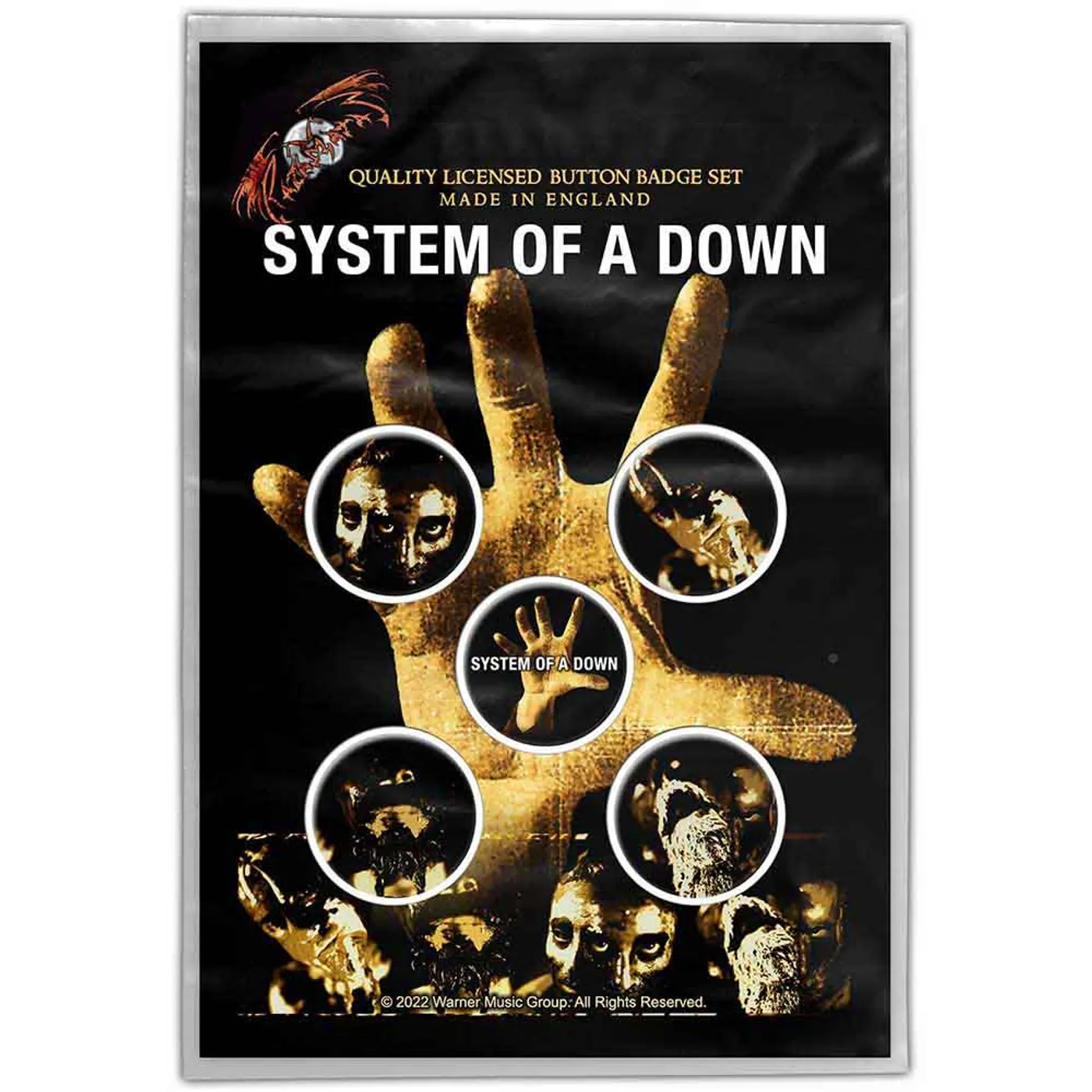 System Of A Down Plastic Pin Badge - Hand
