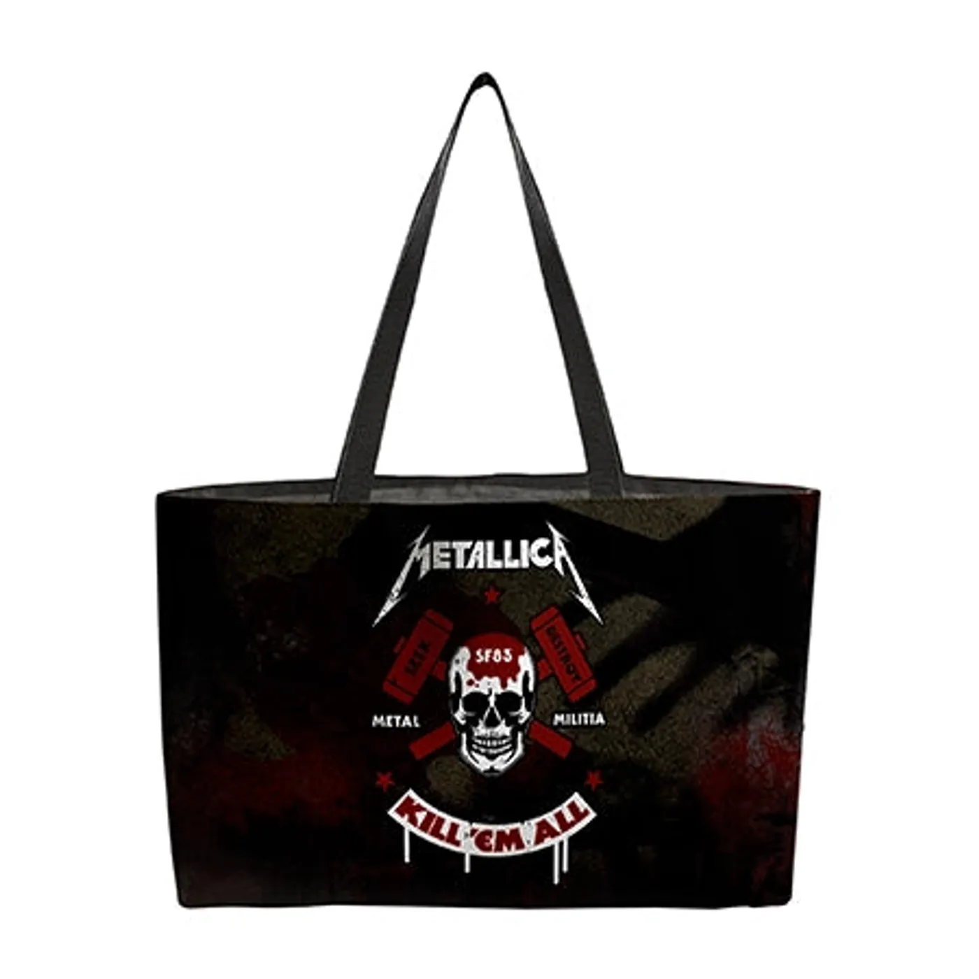Rocksax Metallica Webbing Handled Beach/Shopper Bag - Kill Em All Skull