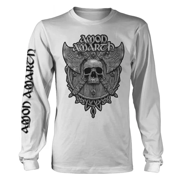Long Sleeve T Shirt - Grey Skull (White)