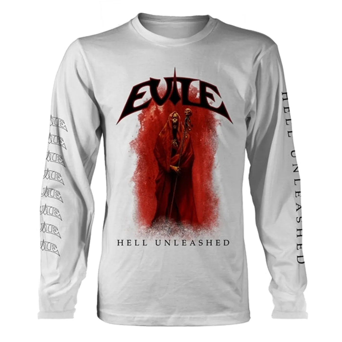 Evile Long Sleeve T Shirt - Hell Unleashed (White)