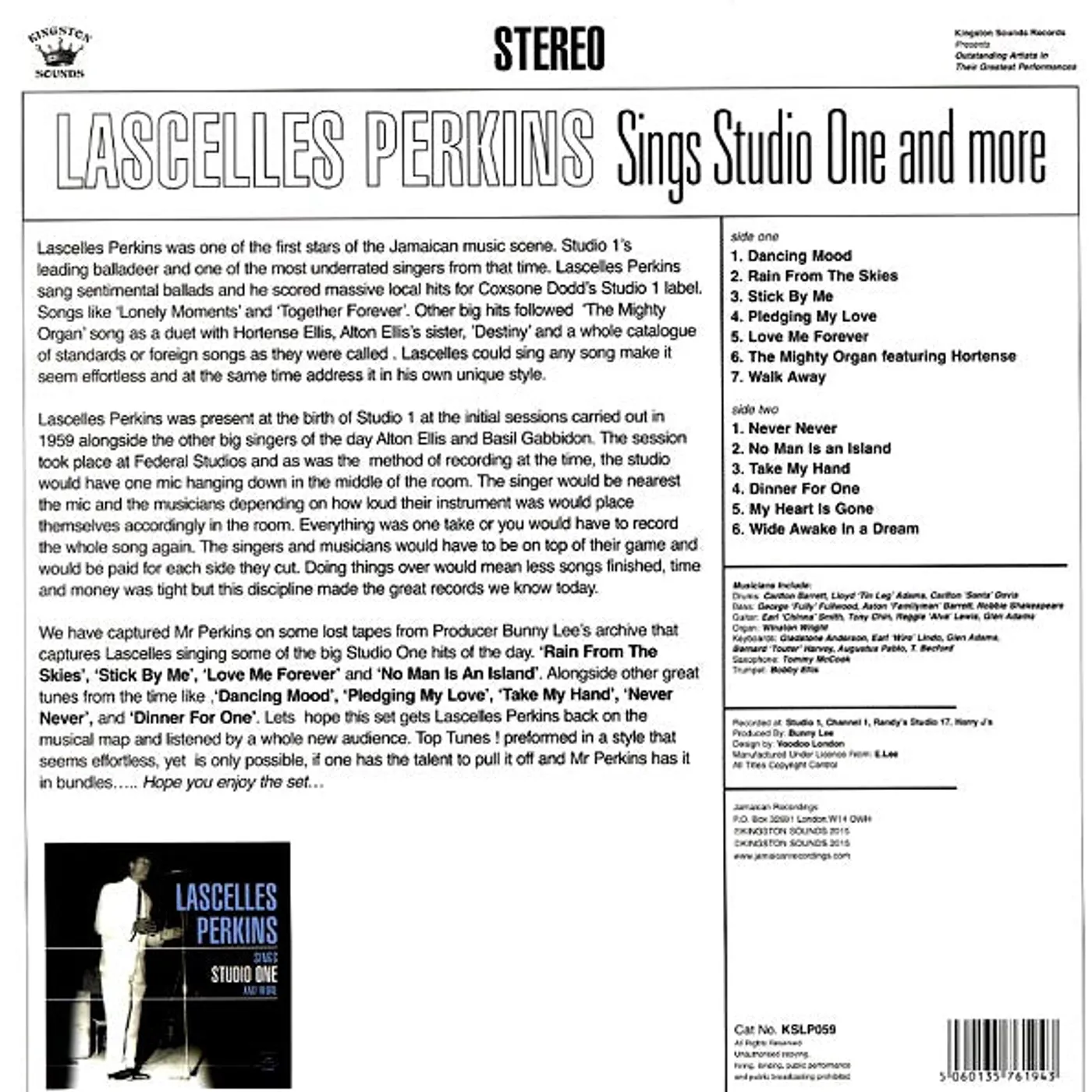 Lascelles Perkins  LP -  Sings Studio One And More (180g) (Vinyl)