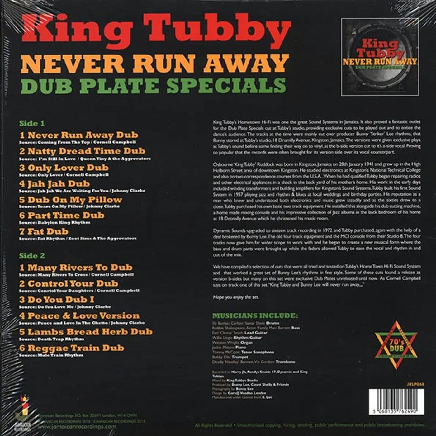 King Tubby  LP -  Never Run Away: Dub Plate Specials (180g) (Vinyl)
