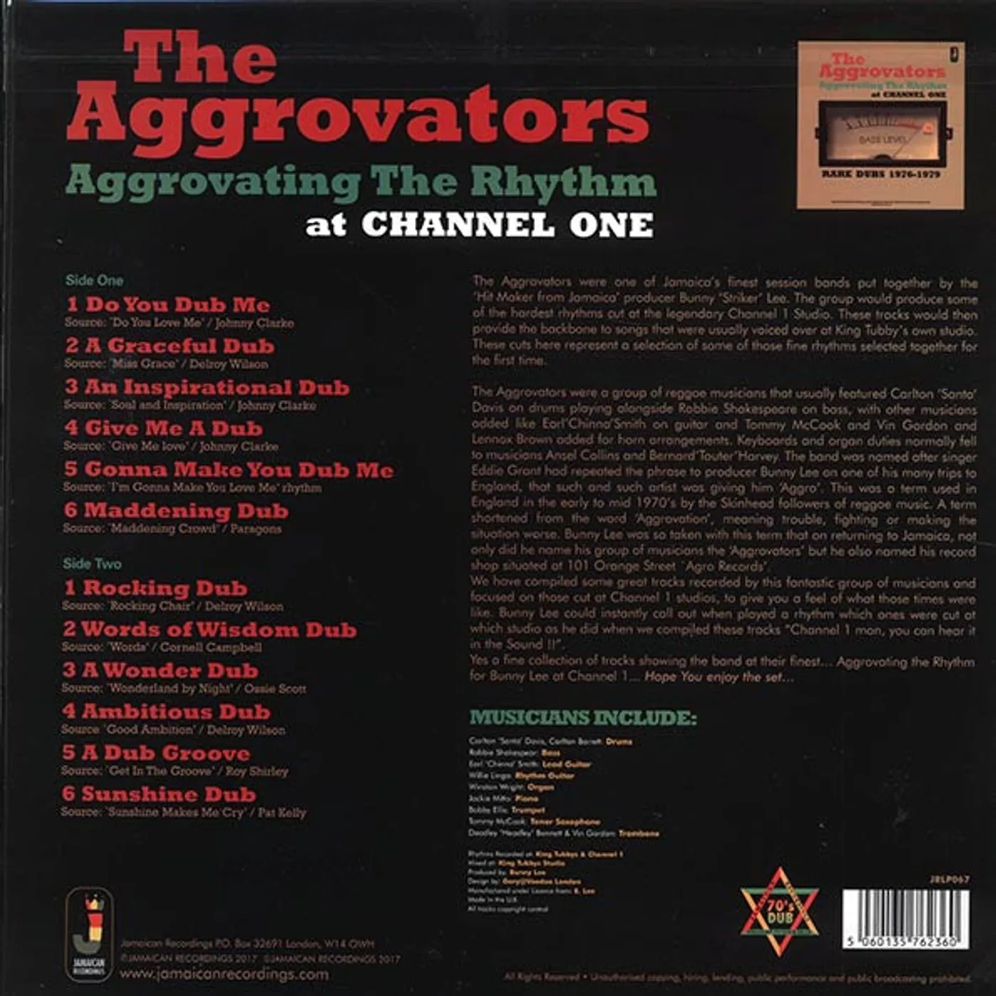 The Aggrovators  LP -  Aggrovating The Rhythm At Channel One: Rare Dubs 19761979 (180g) (Vinyl)