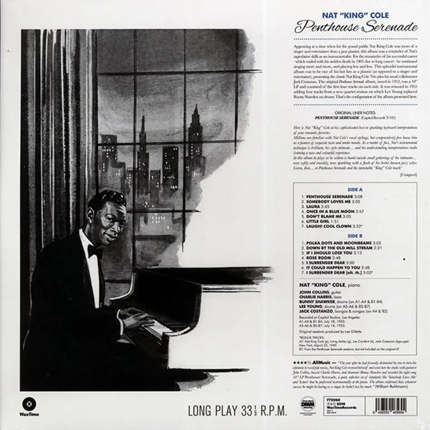 Nat King Cole  LP -  Penthouse Serenade: Nat King Cole At The Piano (+ 3 bonus tracks) (DMM) (ltd. ed.) (180g) (HighDef VV) (remastered) (Vinyl)