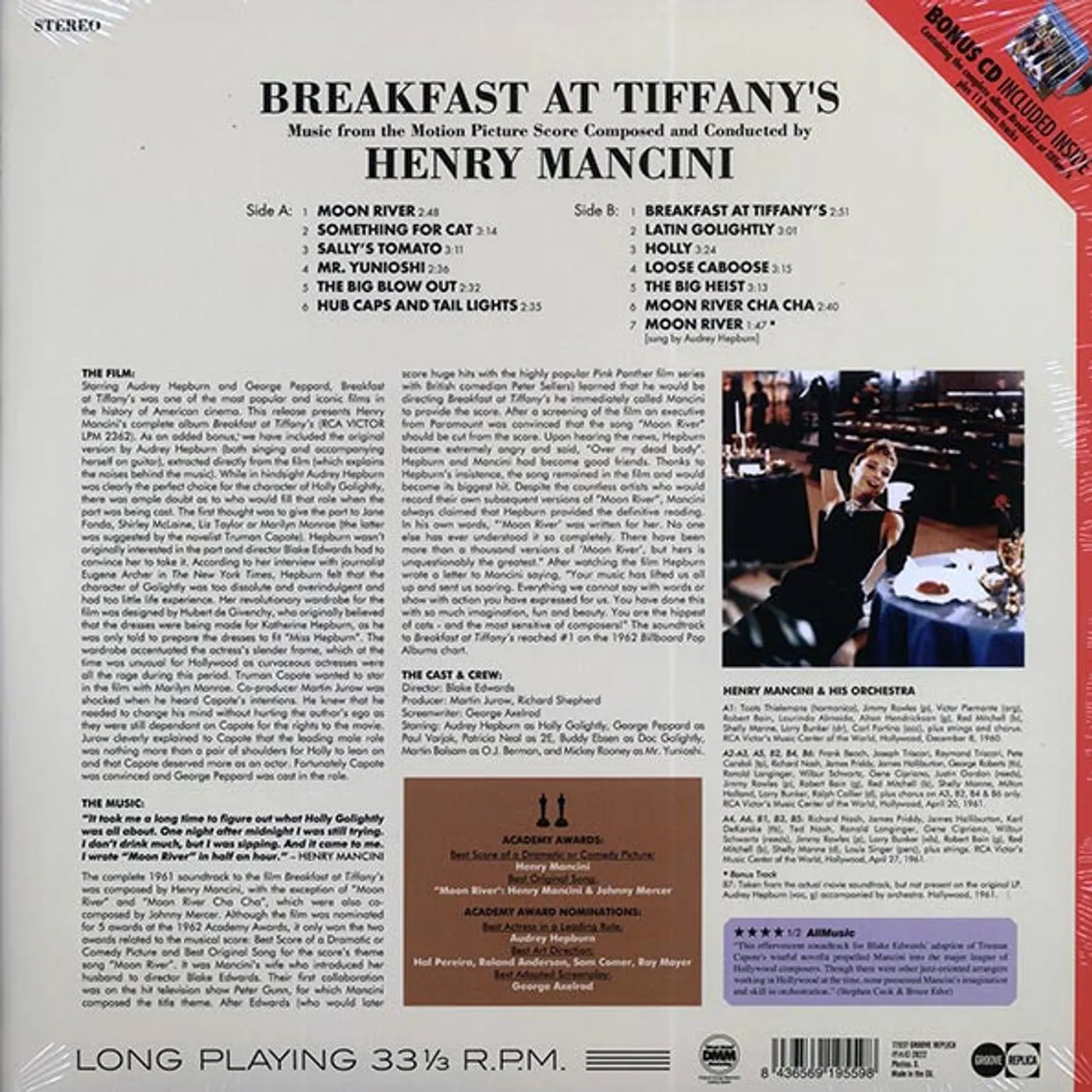 Henry Mancini  LP -  Breakfast At Tiffany's: Music From The Motion Picture (+ 12 bonus tracks) (DMM) (incl. CD)