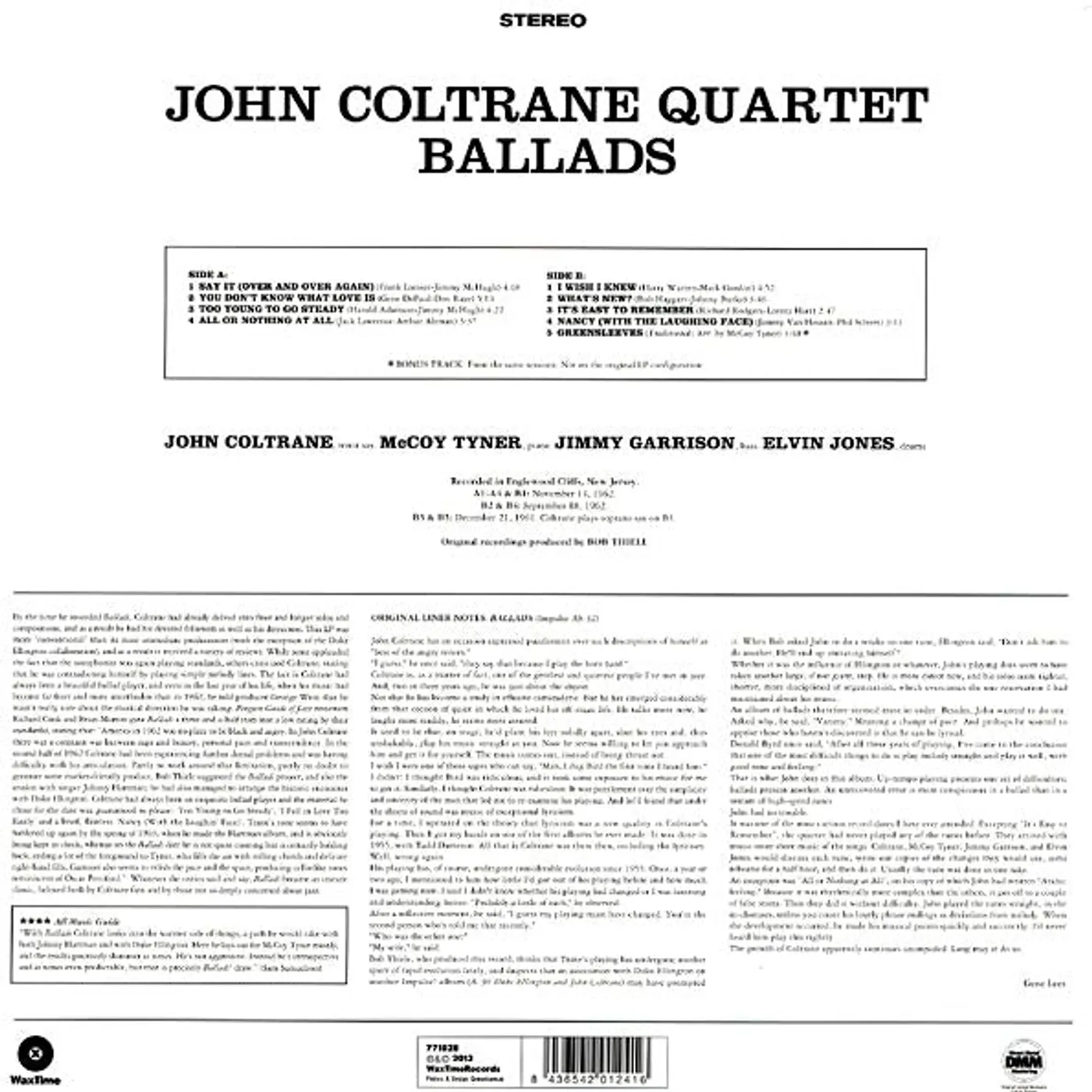 John Coltrane Quartet LP -  Ballads (180g) (Vinyl)