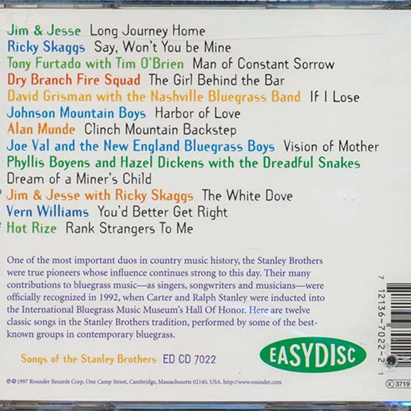 Ricky Skaggs, Jim & Jesse, Johnson Mountain Boys, Etc.  CD -  Songs Of The Stanley Brothers