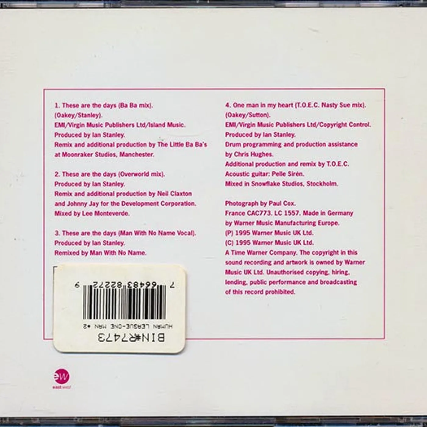 The Human League  CD -  One Man In My Heart (4 Tracks)