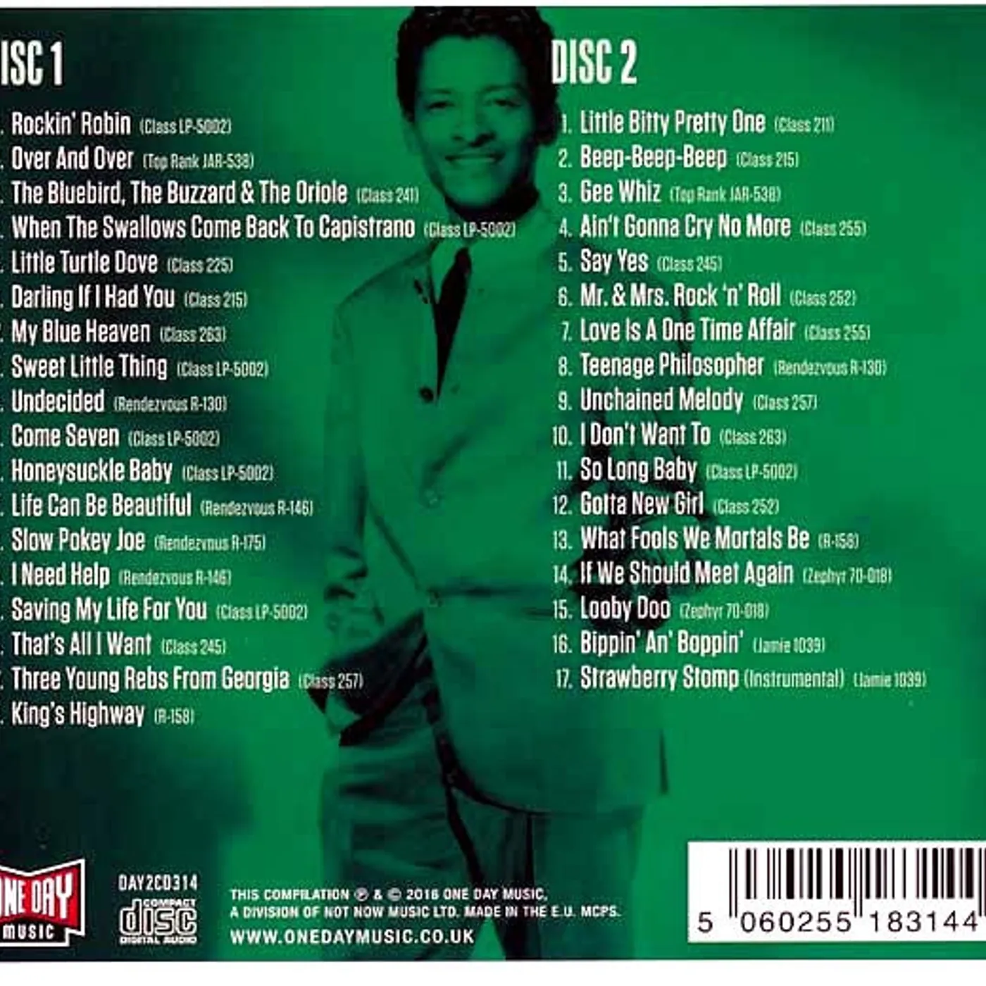 Bobby Day  CD -  The Very Best Of Bobby Day (35 tracks) (2xCD) (deluxe 3 fold digipak)