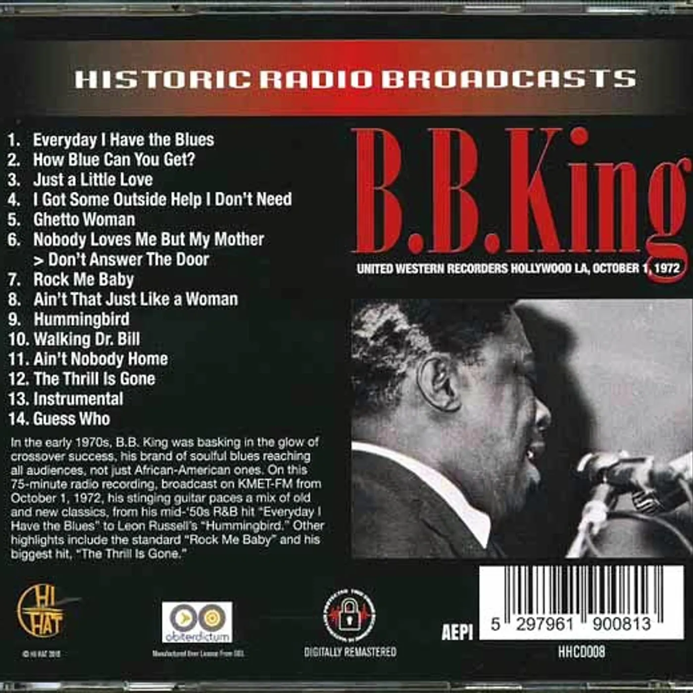 King Bb  CD -  United Western Recorders, Hollywood LA, October 1, 1972 (remastered)
