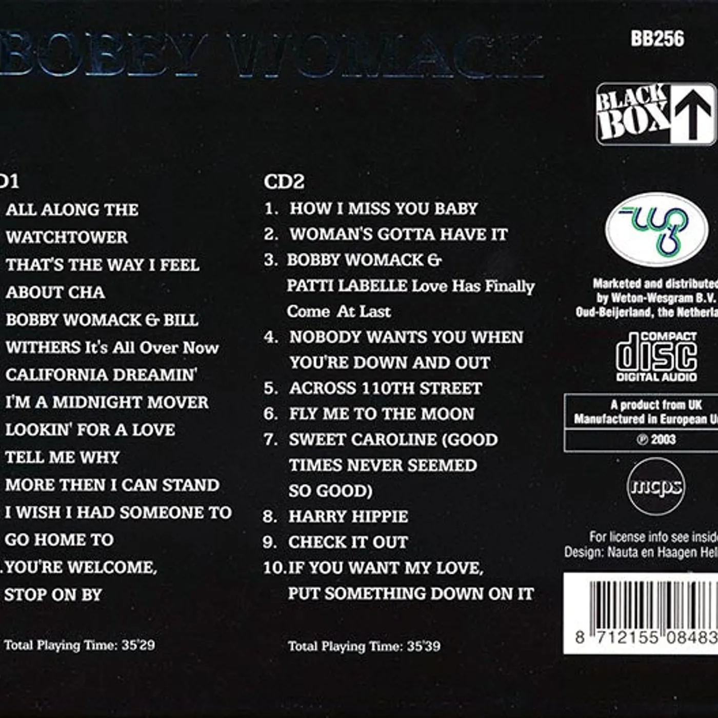 Bobby Womack  CD -  How I Miss You Baby (20 tracks) (2xCD)