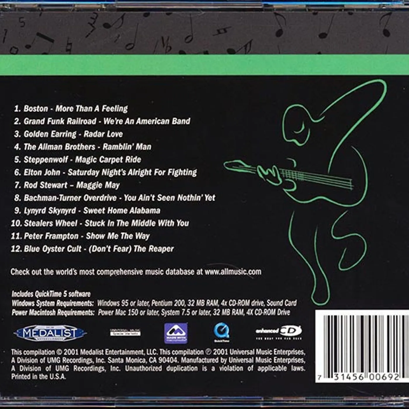 Boston, Lynyrd Skynyrd, Steppenwolf, The Allman Brothers Band, Bachman Turner Overdrive, Blue Oyster Cult, Etc.  CD -  Classic Rock: More Than A Feeling (All Music Guide)