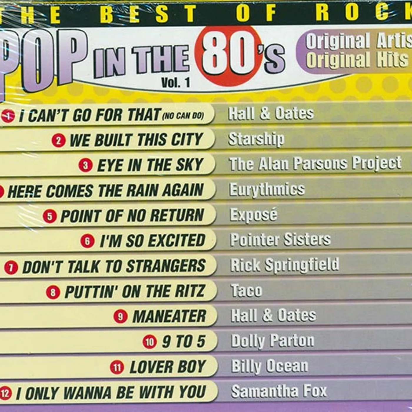Hall & Oates, Starship, Alan Parsons Project, Eurythmics, Etc.  CD -  The Best Of Rock: Pop In The 80's Volume 1