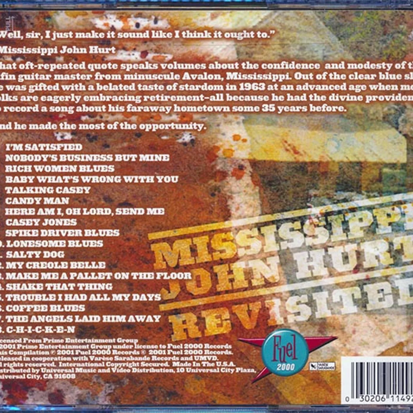 Mississippi John Hurt  CD -  Mississippi John Hurt Revisited (20 tracks)(remastered)